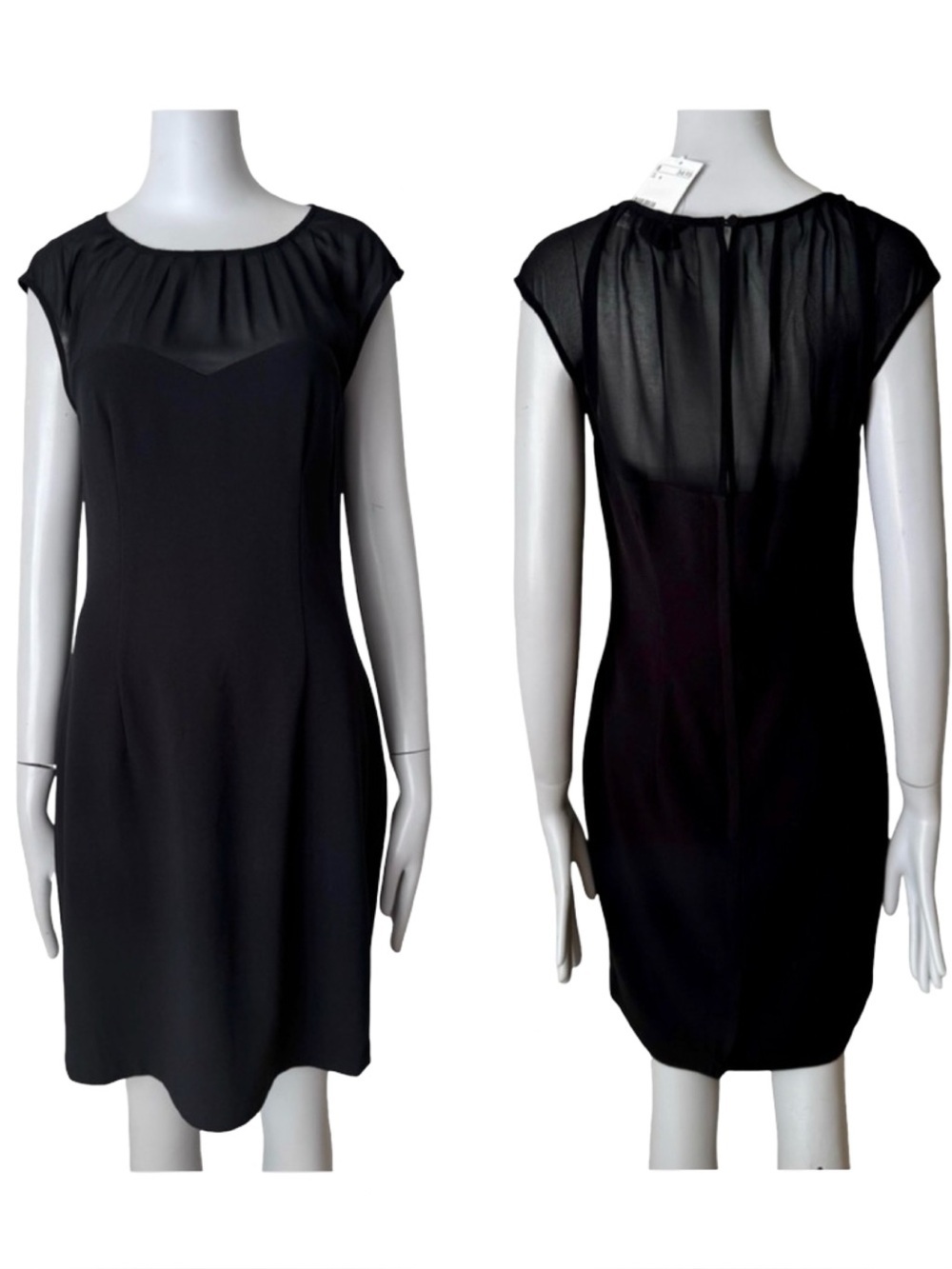 NWT H&M Sheer Sweetheart Neckline Little Black Dress Cocktail Party LBD Size 8